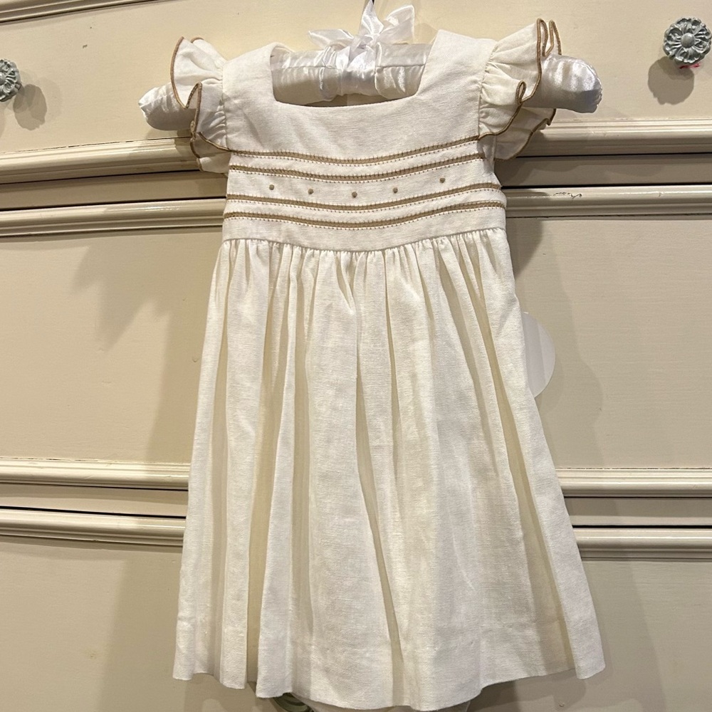 Edgehill Collection Embroidered Twill Linen Blend Dress